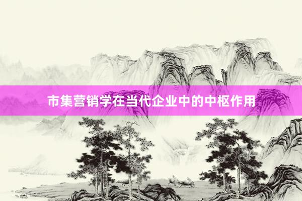 市集营销学在当代企业中的中枢作用